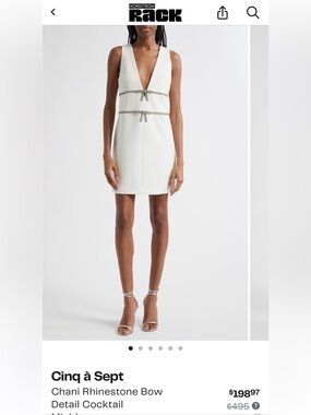 Cinq a Sept Chani Rhinestone Bow Detail Cocktail Mini Dress
